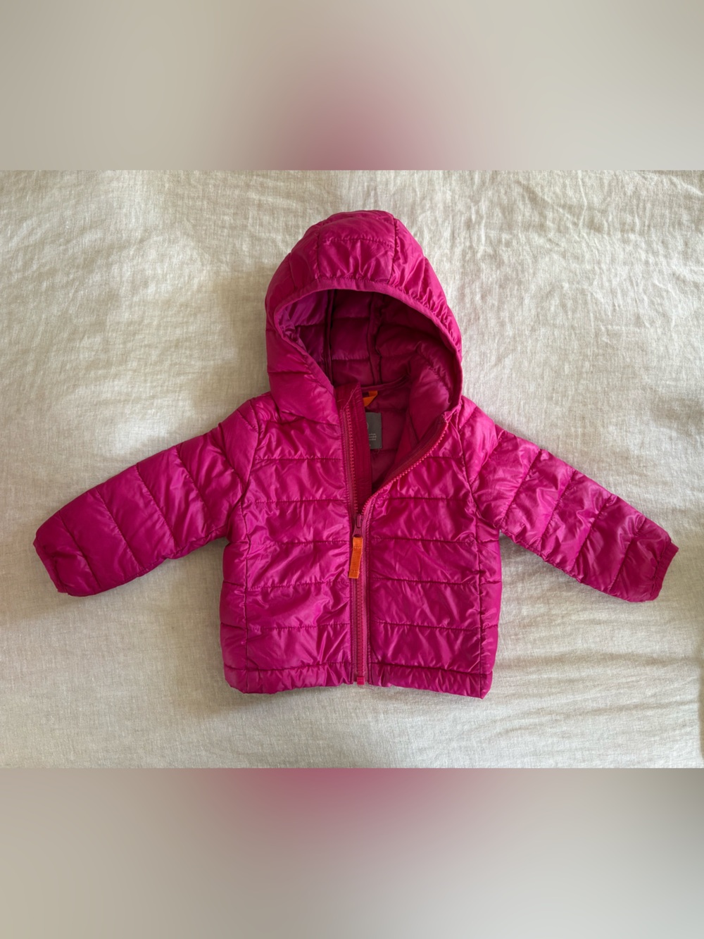 Primary Pink Quilted Hooded Puffer Jacket